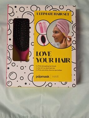 Pink Ultimate Hair Set - Detangling Brush, No-Dent Ties & Spa Turban